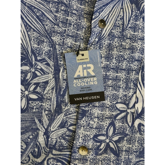 Van Heusen Men’s Air Classic Fit Colony Blue/White Wicking Shirt XL Hawaiian - Picture 7 of 7